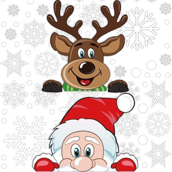 300 PCS 8 Sheet Christmas Snowflake Window Cling Stickers  Snowflake Santa Claus - Picture 1 of 6